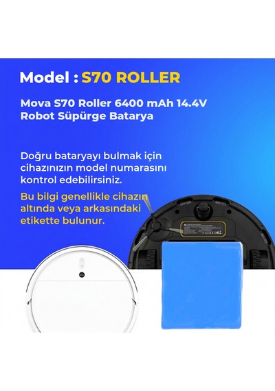 Mova S70 Roller 6400 Mah 14.4v Robot Süpürge Batarya
