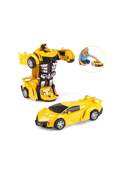 Transformers Robot Çek Bırak Kendinden Robota Dönüşen 1:32 Bugatti Lamborghini Araba Mavi