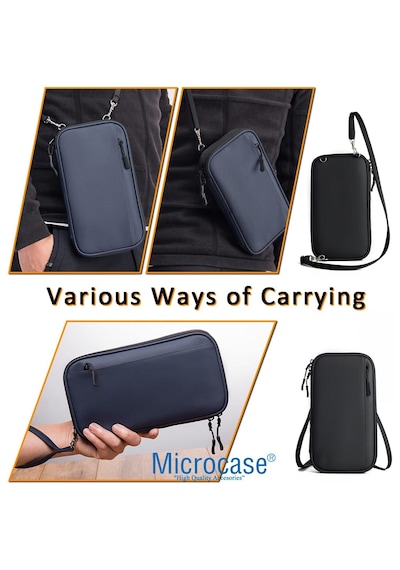 Microcase Unisex Su Geçirmez Çok Amaçlı Seyehat Pasaport Çok Gözlü Organizer Çanta Al4863 Siyah