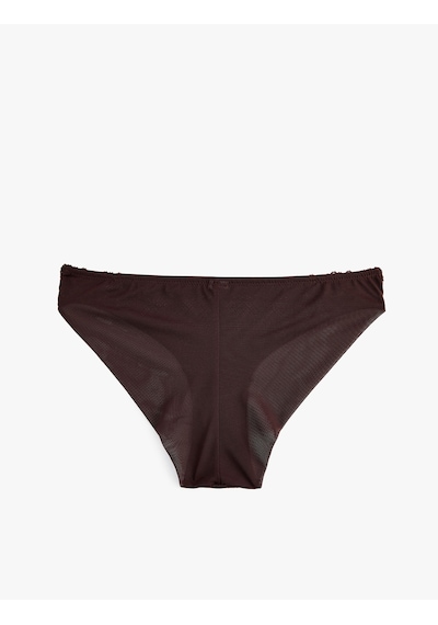 Koton Normal Bel Rahat Kalıp Dantelli Brief Külot Kahverengi 7wlk30065mk Kahve