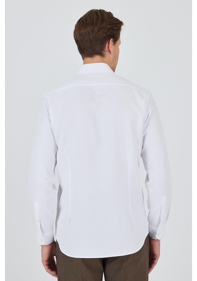 İmza Uzun Kol Desenli Armürlü Sert Yaka Cepsiz Pamuklu Classic Slim Fit Gömlek 1004250194 Beyaz İmza Uzun Kol Desenli Armürlü Sert Yaka Cepsiz Pamuklu Classic Slim Fit Gömlek 1004250194 Beyaz