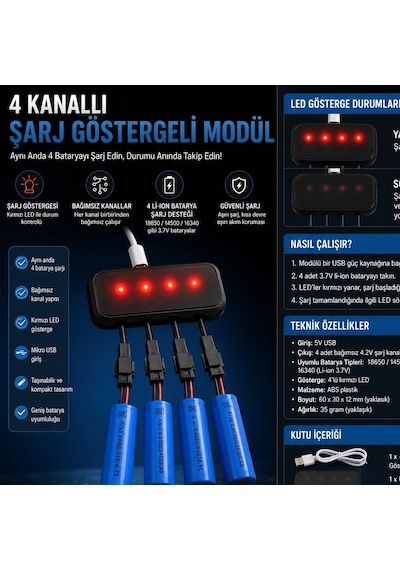 Powermaster Pm-29140 4in1 Sm-2p Soket 3.7v Lityum Pil Usb Splitter Şarj Aleti