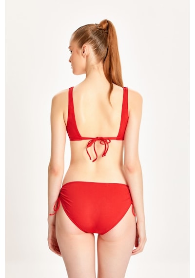 Too Salty Swimwear Kadın Kırmızı Üçgen Toparlayıcı Alttan Ayarlı Klasik Bel Bikini Takımı 24s109st Kırmızı