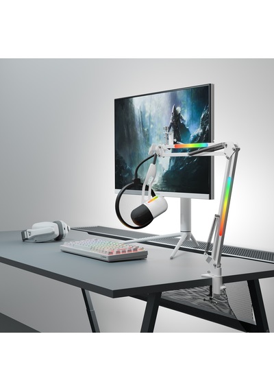 Arpej Rgb Masa Standlı Ses Göstergeli Dokunmatik Oyuncu Mikrofonu Yayıncı Mikrofonu Gaming Beyaz Siyah - ÜRün siyah