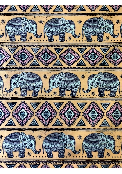 Enesar Home Elephant Etnik Fil Desenli Kumaş Kırlentlik Döşemelik Kumaş Dijital Baskı 100 x 140 cm