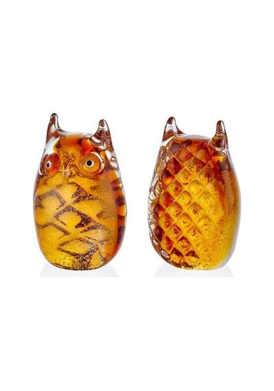 Lamedore Owl Yellow Glass Decor 9,5x6,5x13