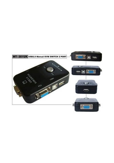 2 Port Usb Kvm Switch 2 Pc Kasa Tek Kontrol + 2 Adet Vga Kablo