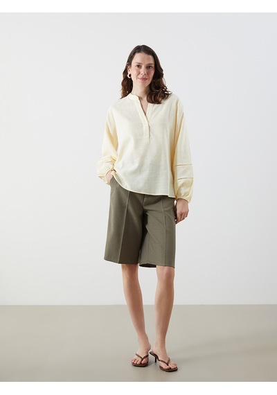 Lcwaıkıkı Classic Sarı Kaçık Yaka Oversize Bluz
