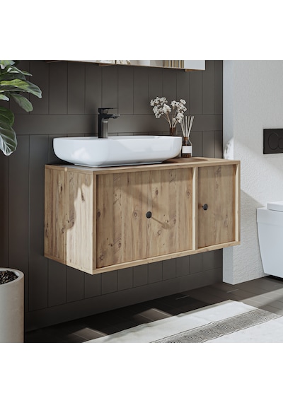 Gusto Ayaksız Oval Lavabolu Mdf 90 Cm Çekmeceli Banyo Dolabı Atl Atlantik Çam
