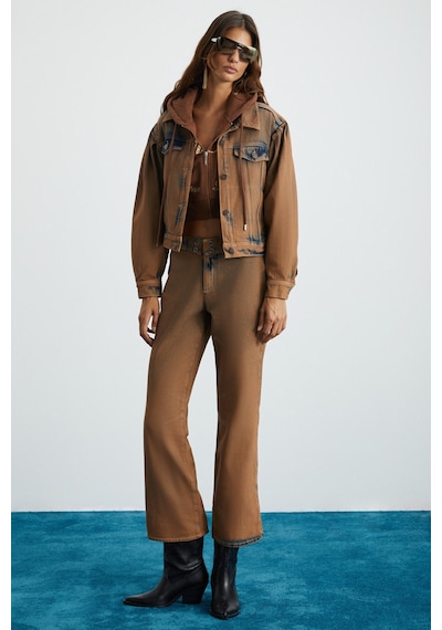 Ethıquet Marquesha Kadın Wild Vintage Kahverengi Crop Ceket