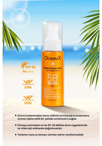 Derminix Yüksek Koruma Yüz İçin Güneş Kremi SPF50+ 75 ML