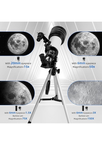 Profesyonel Astronomik Teleskop 70mm Lensli Tripodlu Uzay Gözlem Dürbünü Ay Gözlem Teleskobu