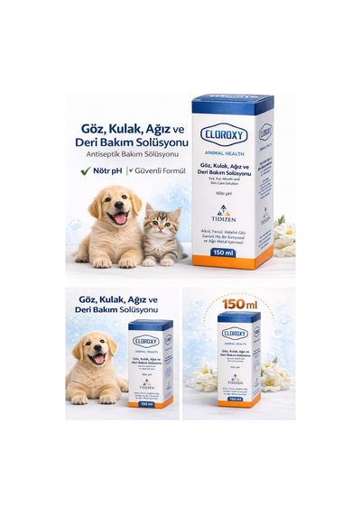 Cloroxy Kedi Köpek Göz Kulak Ağız Ve Deri Bakım Solüsyonu 150 Ml - Antiseptik Bakım Solüsyonu