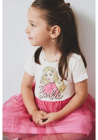 DeFacto Kız Bebek Barbie Kısa Kollu Yazlık Tül Elbise F0529A525SMER105