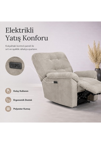 Smarto Relax Porto Comfort Elektrikli Döner Sallanan Tv Koltuğu Kontrol Panel... Bej