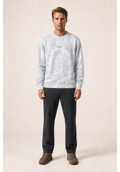 Redline Rummi Desenli Kışlık Yeni Sezon Erkek Regular Fit Sweatshirt Beyaz