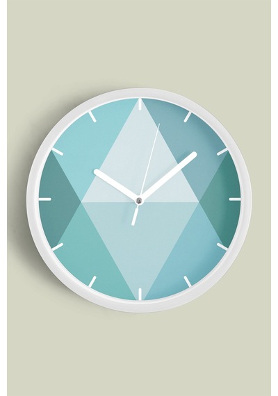 Soyut Geometrik Temalı Modern Duvar Saati - 25cm - Önü Camlı Beyaz Kasa - Sessiz Mekanizma-jh0436 Beyaz
