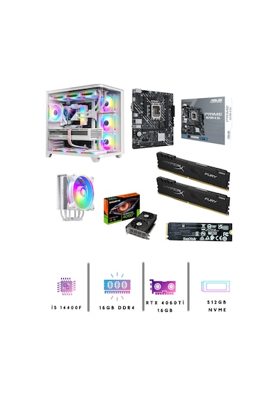 Symoon SymoonPC0010 i5-14400F 16 GB 512 GB NMVe SSD 16 GB RTX4060Ti Free Dos Masaüstü Oyuncu Bilgisayarı