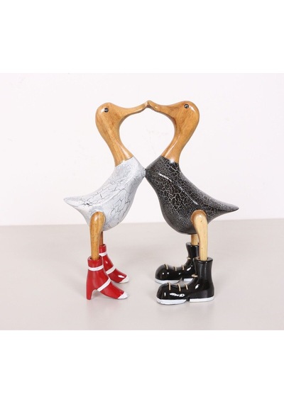 Aşık Ördekler El Oyması Teak Gövde 29x30x11 Cm