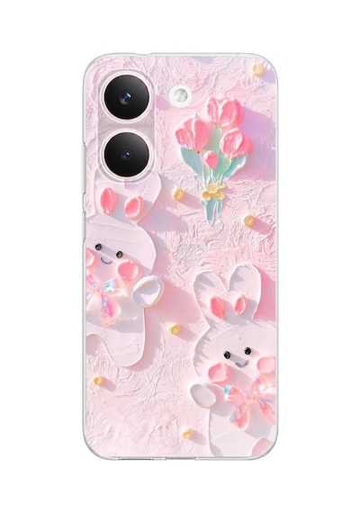 Poco X8 Pro Uyumlu Sevimli Tavşanlar Baskılı Silikon Kılıf Renkli