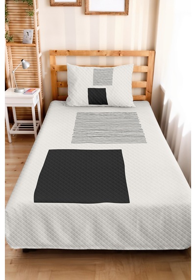 Siyah Geometrik Genç Odası Tek Kişilik Pike Takımı - Modern Çizgili 160x220 Cm Kapitone Yatak Örtüsü Kremamsı Patika Dokunuşu Siyah Geometrik Genç Odası Tek Kişilik Pike Takımı - Modern Çizgili 160x220 Cm Kapitone Yatak Örtüsü Kremamsı Patika Dokunuşu