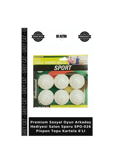 Premium Sosyal Oyun Arkadaş Hediyesi Salon Sporu Spo-026 Pinpon Topu Kartela 6'lı