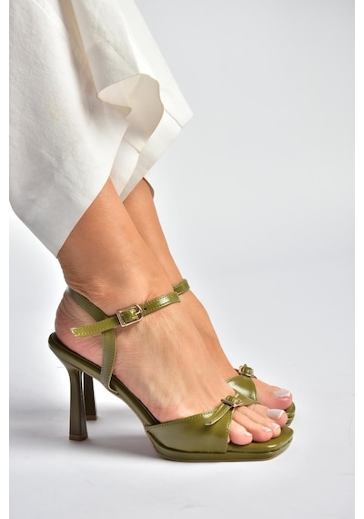 Fox Shoes Y518710109 Yeşil İnce Topuklu Kadın Ayakkabı