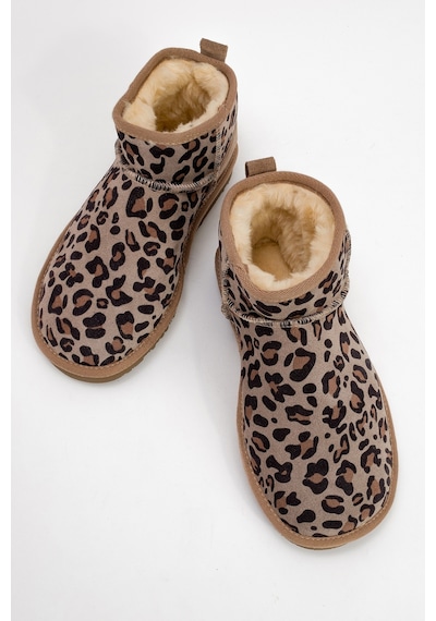 Luvishoes Luvi Shoes Zaz Kum Desenli Hakiki Deri Kadın Bilekte Bot Kum Rengi