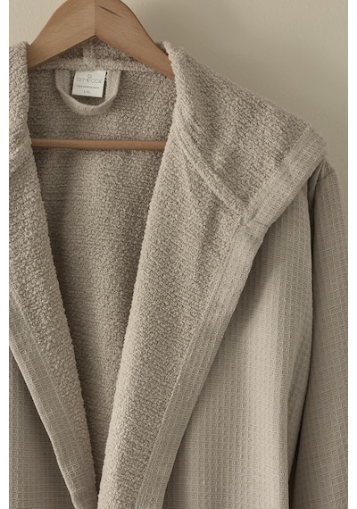 Waffle Unisex Pamuklu Pike Bornoz Bej
