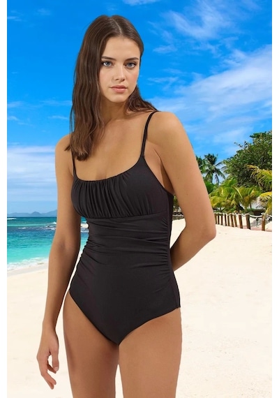 Ersefa Yüzme Kıyafeti Tasarım Mayo Şık Detaylı Ergonomik Kesim Swimsuit Siyah