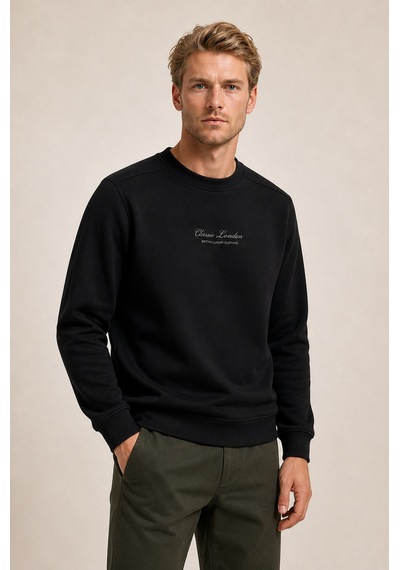 Redline Clavin Erkek Regular Fit Yeni Sezon Pamuklu Sweatshirt Siyah