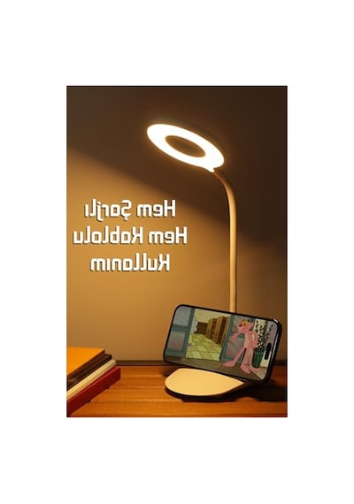 Dokunmatik Masa Lambası, 3 Renk Ve 24 Led İle Okuma Işığı 10 Parça Siyah