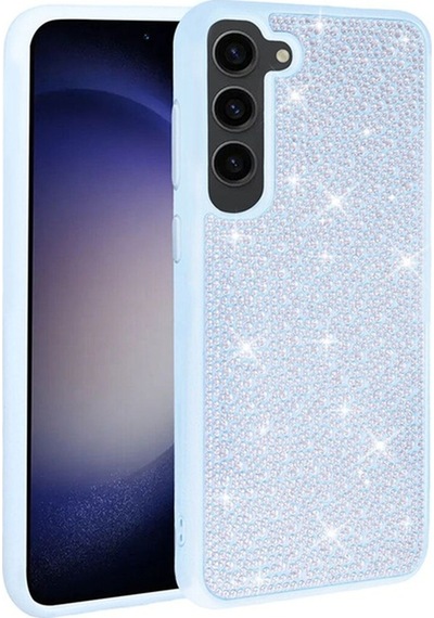 Galaxy S23 Plus Kılıf Parlak Taşlı Tasarım Zore Ston Kapak Mavi Açık