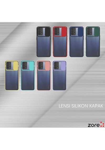 Noktaks - Oppo A74 4g Uyumlu - Kılıf Slayt Sürgülü Arkası Buzlu Lensi Kapak - Pembe Açık