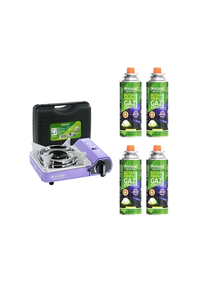 Orcamp Mini Çantalı Kamp Ocağı Mor 4 Kartuşlu Set Mor