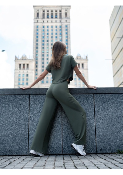 Lismina Yuvarlak Kesimli Yoga Tişörtü Haki Yeşil
