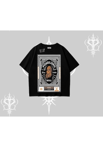 Startmore Startmore Oversize Tshirt Fossilized Skull Underground Archive Siyah