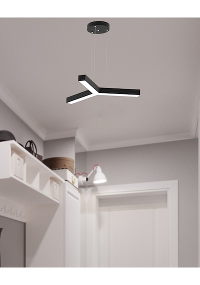Tres Siyah Kasa, Beyaz Işık Modern Sarkıt Led Avize Siyah