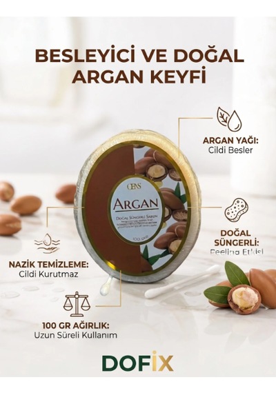 Argan Doğal Süngerli Sabun
