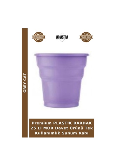 Premium Plastik Bardak 25 Li Mor Davet Ürünü Tek Kullanımlık Sunum Kabı Diğer