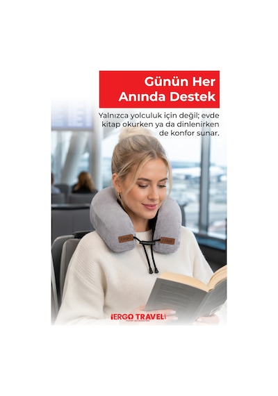 Viscofoam Lux Ortopedik Seyahat Yastığı Visco Boyun Destekli Seyahat Yastığı - Gri| Ergo Travel