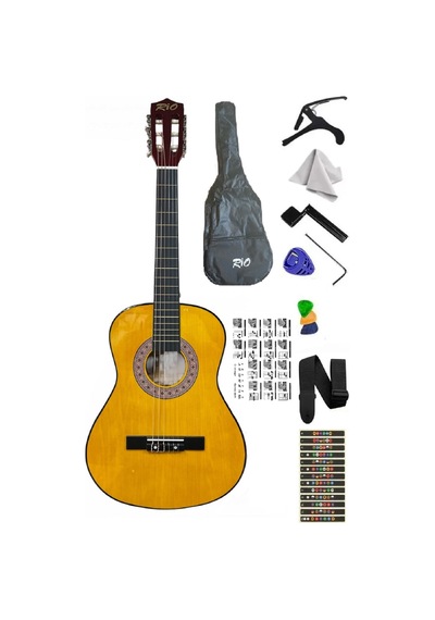 3/4 7-14 Yaş Klasik Gitar Askı Kapo Gitar Kılıf Pena Penalık Nota Yerleri Kılavuzu