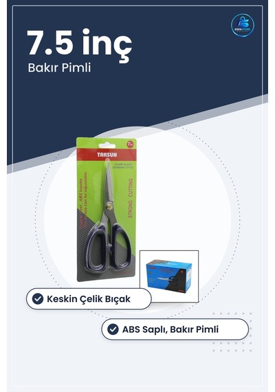 Terzi Kesici Makas 7.5 İnç Keskin Çelik Bıçaklı Abs Saplı Bakır P