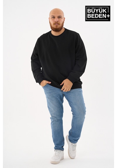 Superlife Erkek Büyük Beden Bisiklet Yaka İnce Sweatshirt Regular Fit %64 Pamuklu Spr26bsw956 Siyah