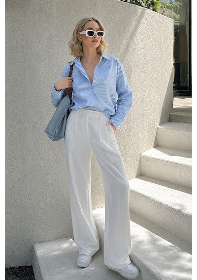 Cloudymood Kadın Çizgili Over Fit Gömlek Günlük Kullanım Kombinlenebilir Mavi - 888928359 Mavi Cloudymood Kadın Çizgili Over Fit Gömlek Günlük Kullanım Kombinlenebilir Mavi - 888928359 Mavi