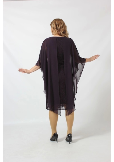 Moda Berray Yakası Taş Baskılı Fukuro Kumaş Kombinli Büyük Beden Kısa Abiye Elbise Mürdüm Moda Berray Yakası Taş Baskılı Fukuro Kumaş Kombinli Büyük Beden Kısa Abiye Elbise Mürdüm