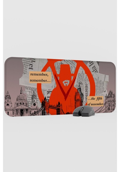 V For Vendetta 2 V3 70x30 Xl Gaming Kauçuk Kaymaz Taban Mouse Pad Fare Altlığı