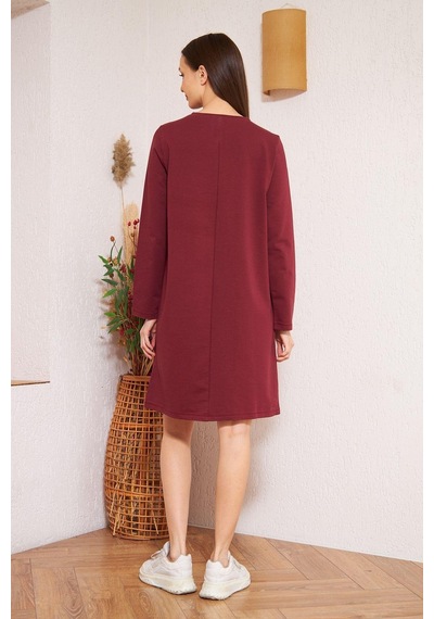 Darlin Moda Bordo Baskılı Düğme Detaylı Tunik DM60346 Bordo