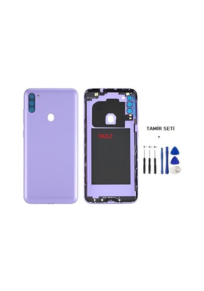 Samsung Galaxy Uyumlu M11 - Sm-m115 Full Kasa Arka Kapak Takım Mor - Tamir Seti