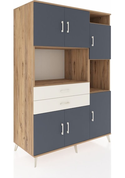 Kronos Dolap 9 Raflı 2 Çekmeceli 6 Kapaklı 132x59x195 Çam-ant... Çam